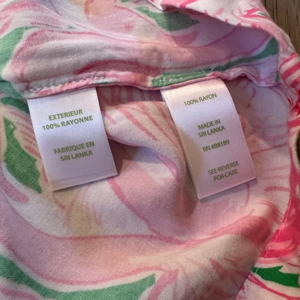 NWT Lilly Pulitzer Sarasota Tunic Pink Colony Flamingo Print Top 92484 XS NEW